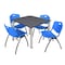 Kee Kee Square Table & Chair Set, Wood, Metal, Plastic Top, Grey TB4848GYBPCM47BE - alternate 1